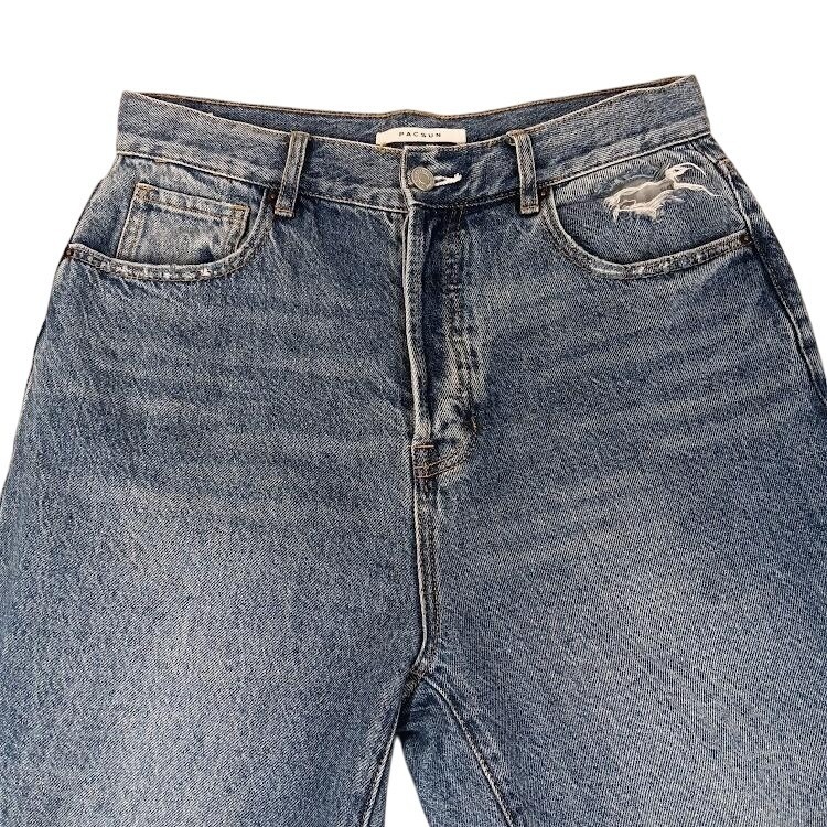 Pacsun Jeans Womens 29 High Rise Straight Distressed Ripped Denim Frayed Hem